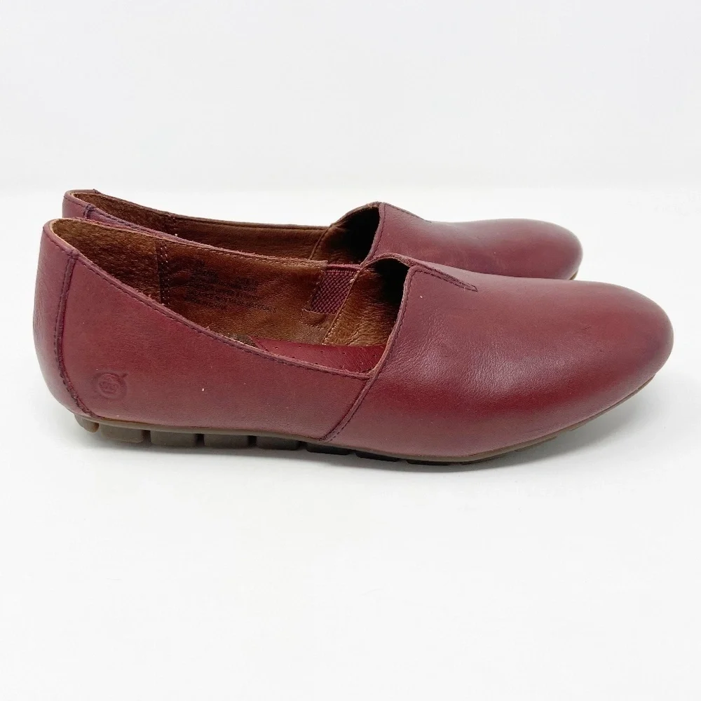 BORN | Red Leather Serba Slip-ons Women's 7 - Picture 2 of 12